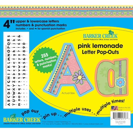 Barker Creek Pink Lemonade 4" Letter Pop-Outs, 255 Characters/Set 1717